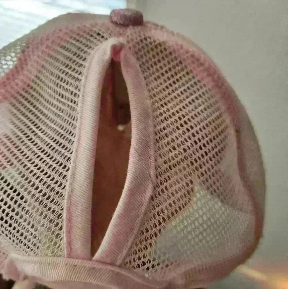 C.C Glittery Pink Ponytail Baseball Cap. - Picture 4 of 7